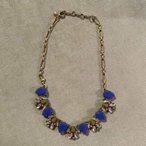 J. Crew Blue Olive Gold Statement Necklace